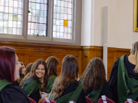 Waiting for the graduation ceremony to start.